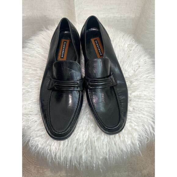 Blk Florsheim Como Loafers Oxford Dress Shoes Leather Slip ons, Mens Sz 9E main image 4